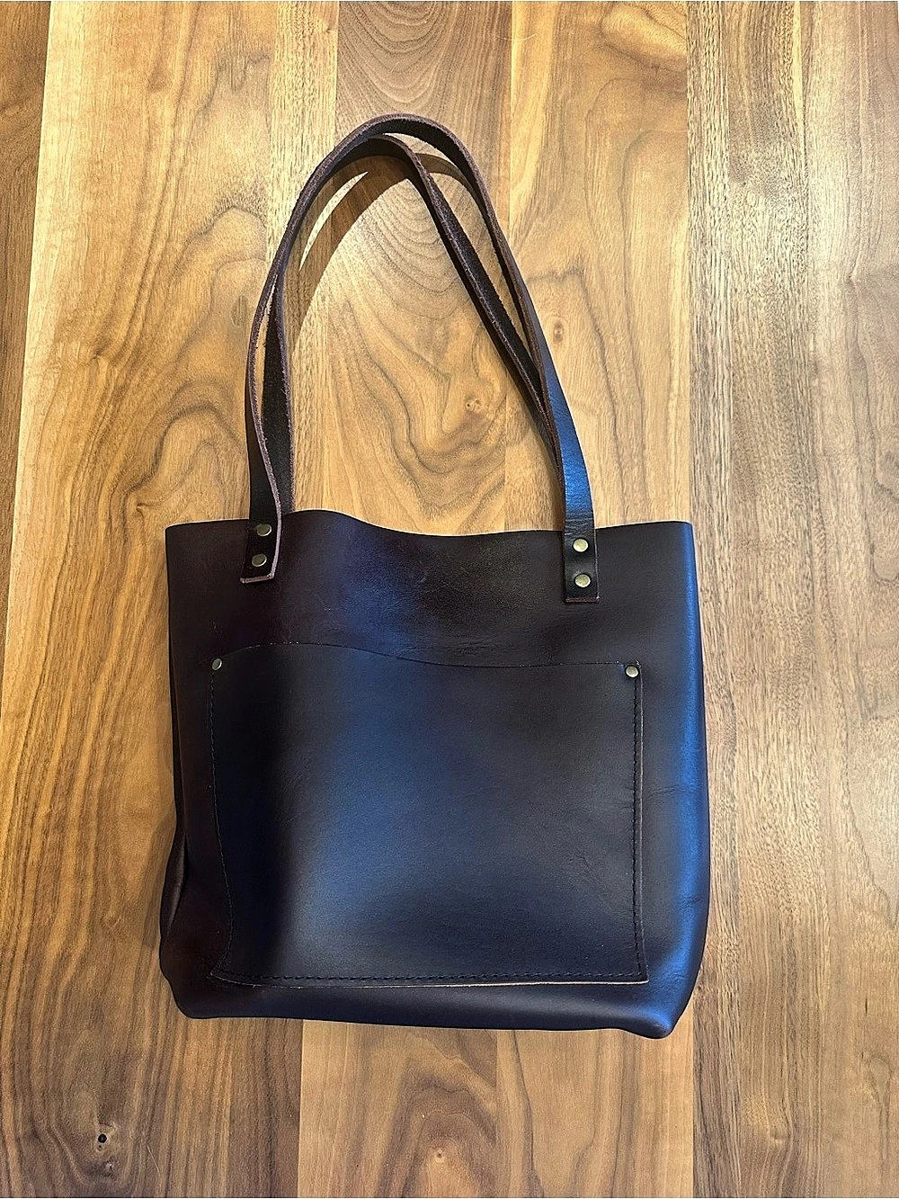NWOT Portland Leather Goods Classic Tote with Front Pocket Brown 100% Leather